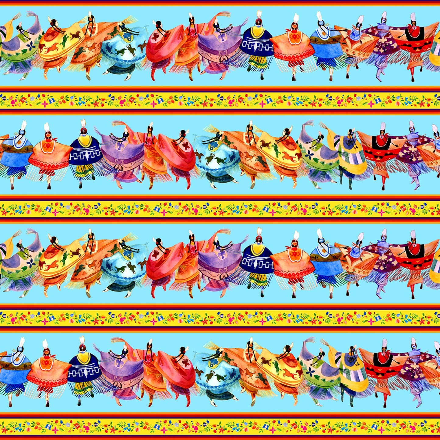 Shawl Dancers Border Stripe Blue