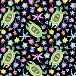 A Warrior's Love Turtles & Dragonflies Black