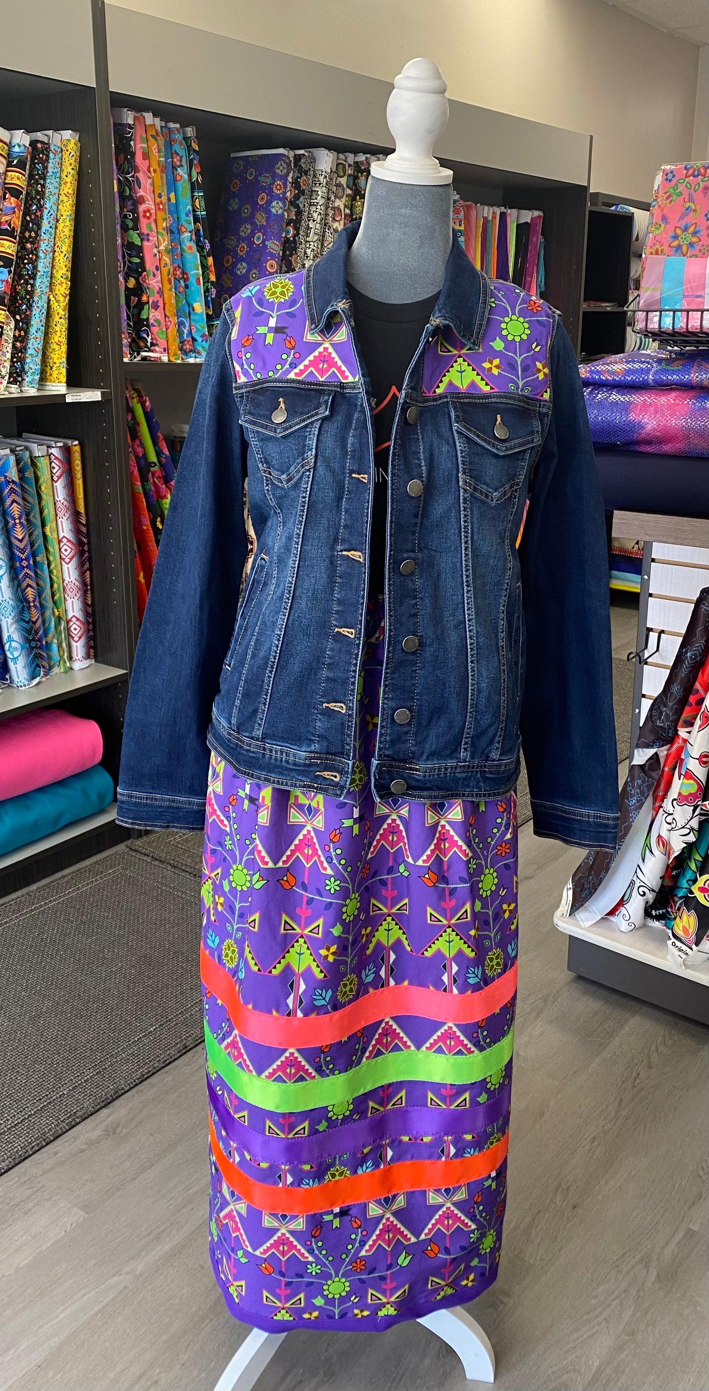 Jean Jacket & Ribbon Skirt Set 2