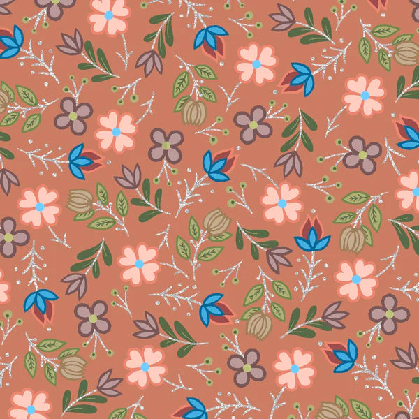 SG7M- Native Floral Metallic Clay Orange