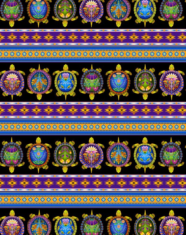 Indigenous Turtles Border Stripe Black
