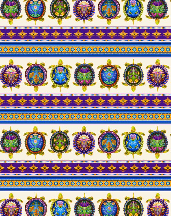 Indigenous Turtles Border Stripe Cream