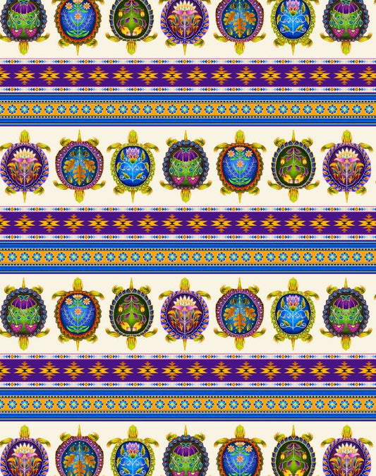Indigenous Turtles Border Stripe Cream