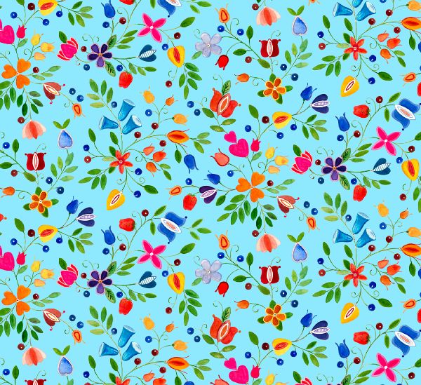 Shawl Dancers Floral Blue