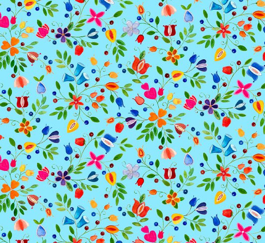Shawl Dancers Floral Blue