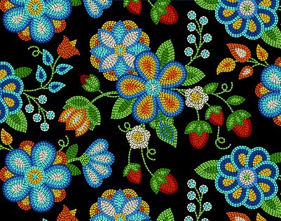 Beaded Floral Strawberry Black – Fire Mountain Fabrics Supply