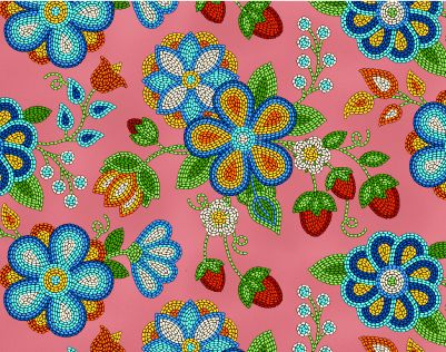 Beaded Floral Strawberry Coral