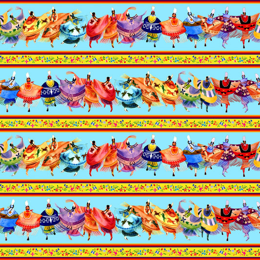 Shawl Dancers Border Stripe Blue