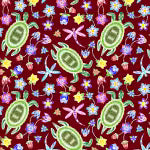 A Warrior's Love Turtles & Dragonflies Maroon