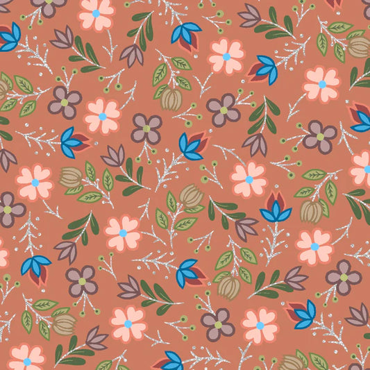 SG7M- Native Floral Metallic Clay Orange