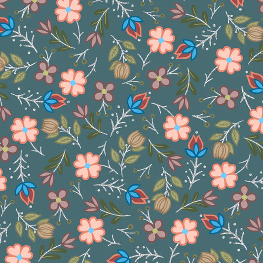 SG7M- Native Floral Metallic Teal