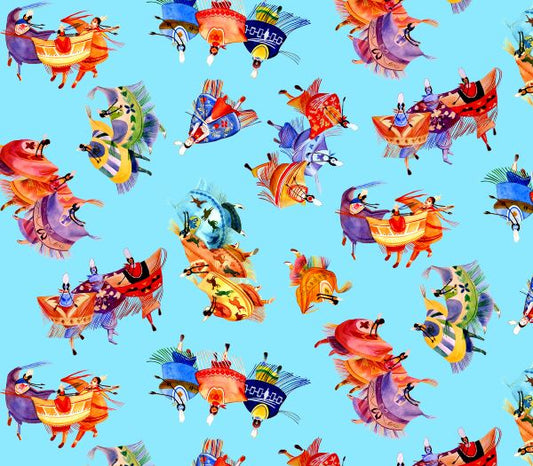 Shawl Dancers Tossed Blue