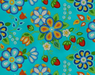 Beaded Floral Strawberry Turquoise